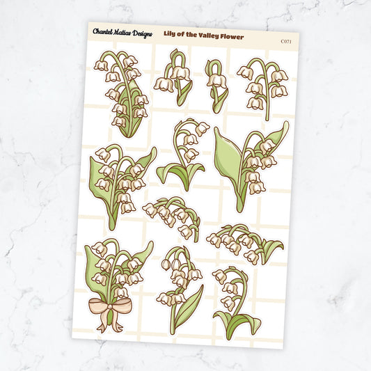 Lily of the Valley Flower Sticker Sheet