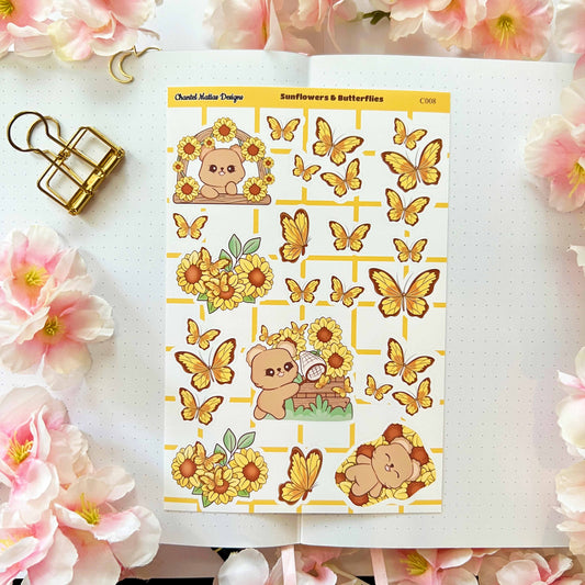 Sunflowers & Butterflies Sticker Sheet