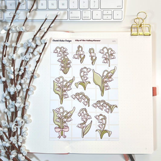 Lily of the Valley Flower Sticker Sheet