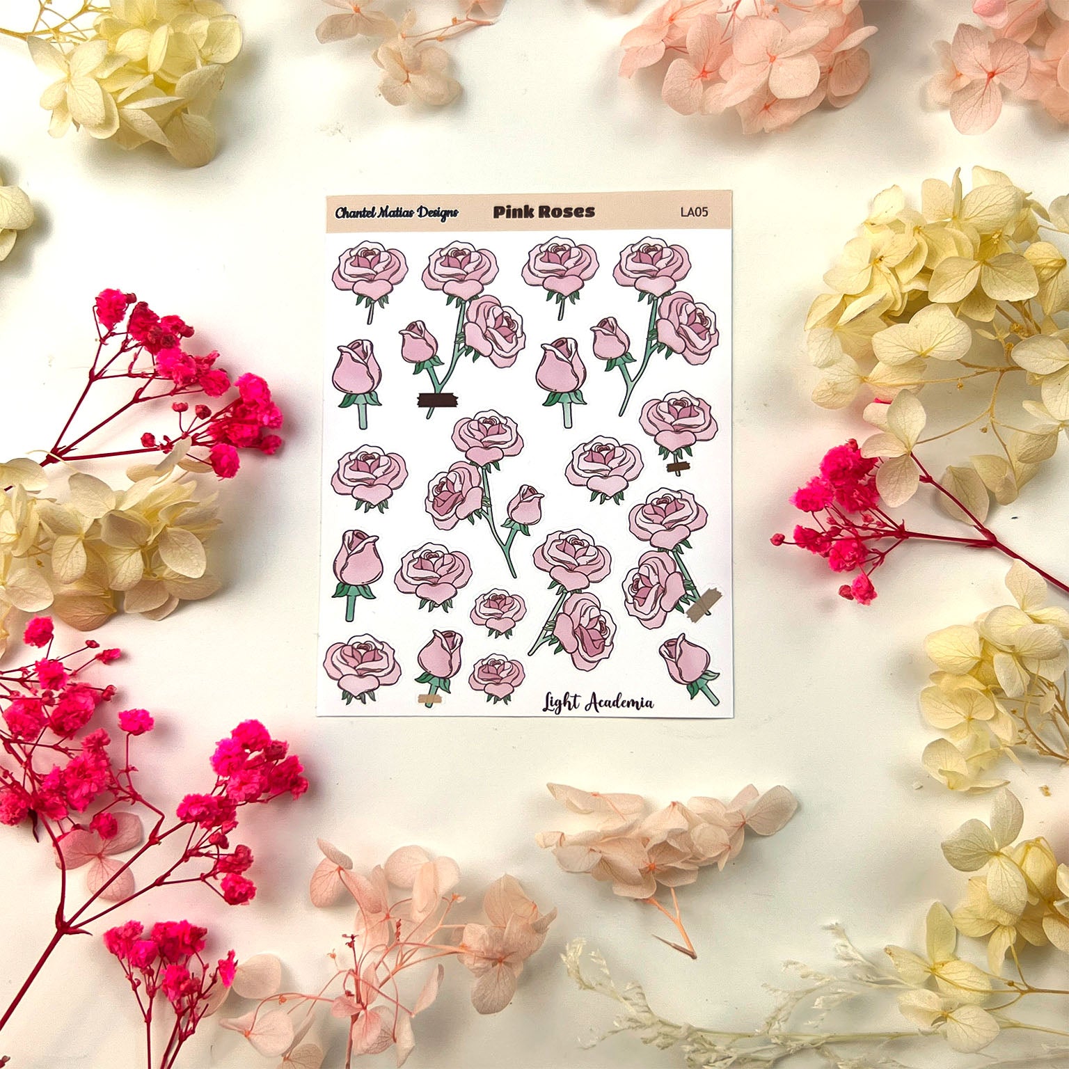 Roses Planner Sticker Sheet | Light Academia Decorative Stickers for Journals & Planners